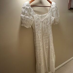 Free the Roses White Midi Dress